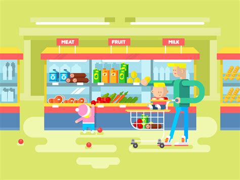 Supermarket design flat illustration - Kit8