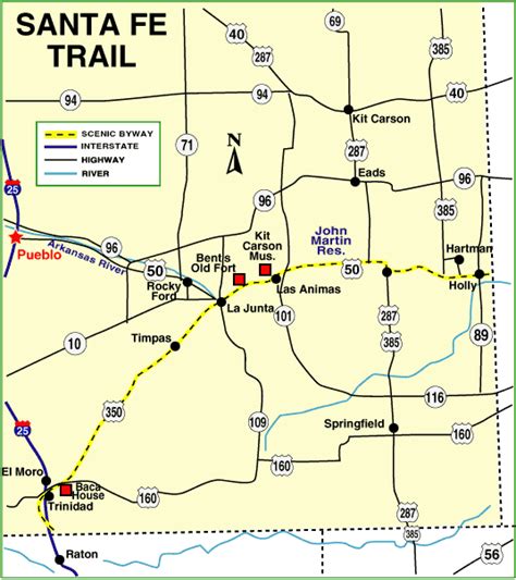 Santa Fe Trail Scenic Byway Map | Colorado Vacation Directory