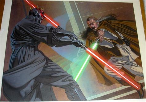 Darth Maul vs | Darth Maul vs Qui Gon Jinn (Star Wars) Original Art: David Michael ... | Star ...