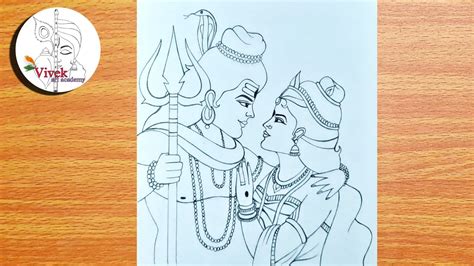 Shiv Parvati Pencil Sketch: A Divine Reflection of Love and Unity