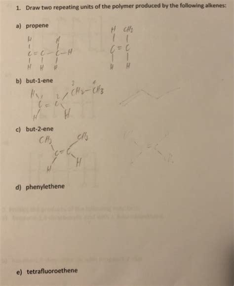 Solved 1. Draw two repeating units of the polymer produced | Chegg.com