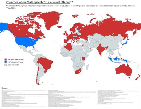 'Hate speech' laws by country : r/MapPorn