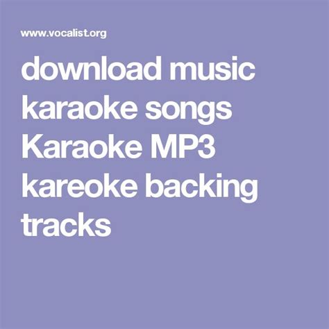 download music karaoke songs Karaoke MP3 kareoke backing tracks | Karaoke songs, Karaoke ...