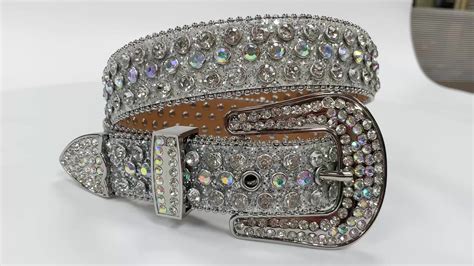 Latest Design Studded Crystal Leather Belts Punk Western Cowgirls Rhinestone Men Luxury Belts ...