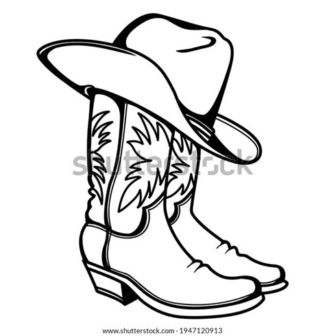 Cowboy Boots Western Hat Vector Graphic Stock Vector (Royalty Free) 1947120913 | Shutterstock