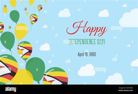 Zimbabwe Independence Day Sparkling Patriotic Poster. Row of Balloons in Colors of the ...