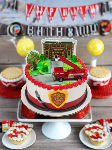 Fire Truck & Station Cake - Rashmi's Bakery