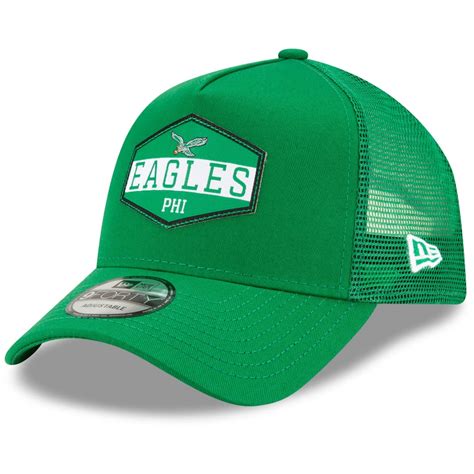 Men's New Era Kelly Green Philadelphia Eagles Hex Flow A-Frame 9FORTY Adjustable Hat