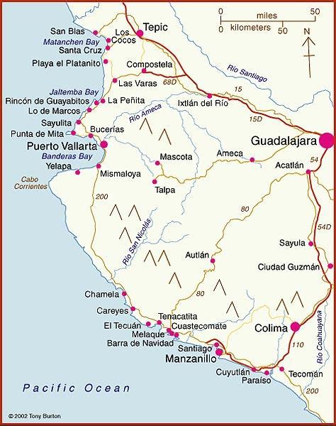 Interactive map of Pacific Coast beaches: Jalisco, Nayarit, Colima ...