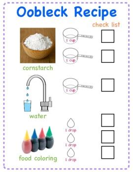 Oobleck Recipe Card by Mrs Kobrin's Creations | Teachers Pay Teachers