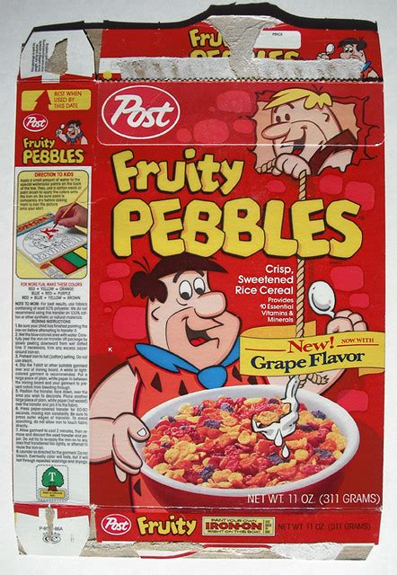 1985 Post Fruity Pebbles Cereal Box Front | Paint Your Own I… | Flickr