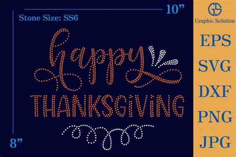 Happy Thanksgiving Rhinestone Template Graphic by Graphic Solution · Creative Fabrica