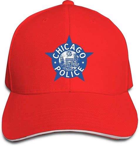 Chicago Police Logo Peaked Baseball Cap Hat Baseball Sun Hat Sandwich Cap Red at Amazon Men’s ...