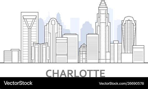 Charlotte skyline north carolina - panorama Vector Image