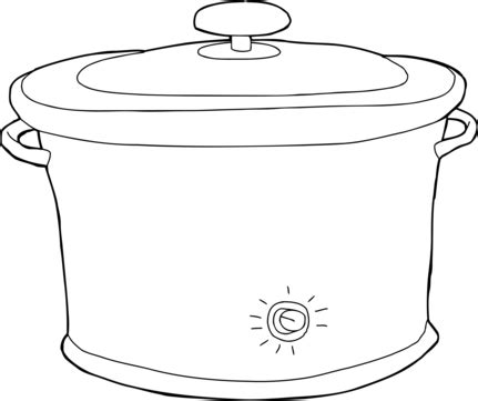 Slow Cooker Outline Hand Drawn, Utensil, Electric, Closed PNG Transparent Image and Clipart for ...