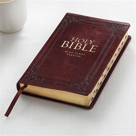 KJV Holy Bible, Standard Bible, Burgundy Faux Leather Bible w/Thumb ...