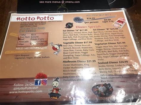 Online Menu of Hotto Potto Restaurant, Orlando, Florida, 32807 - Zmenu