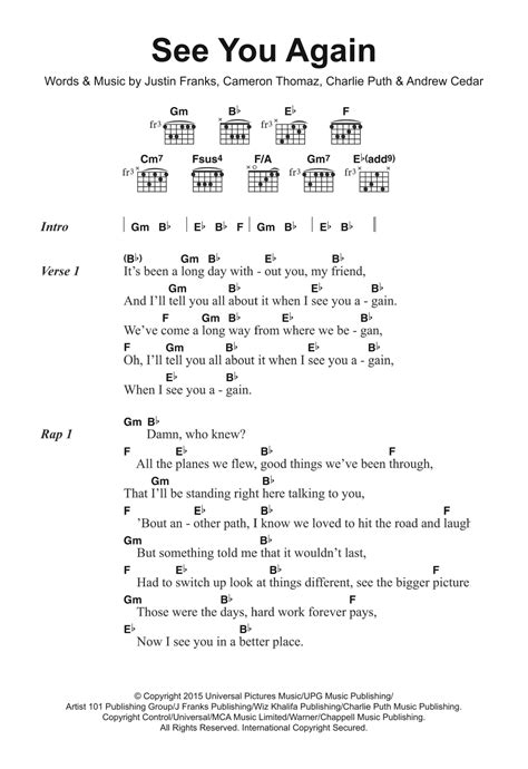 See You Again (featuring Charlie Puth) by Wiz Khalifa - Guitar Chords ...