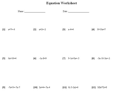 Math Practice Worksheets Algebra
