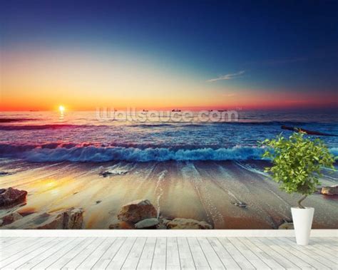 Colourful Sunrise Over the Sea Wallpaper Wall Mural | Wallsauce UK