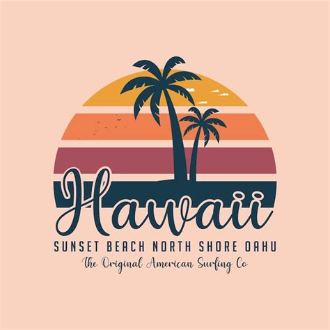 Premium Vector | Hawaii sunset summer beach surfing tshirt graphics print poster banner flyer ...
