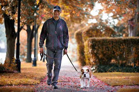 Man Walking Dog Fall Colors Photograph by Jay Dreifus