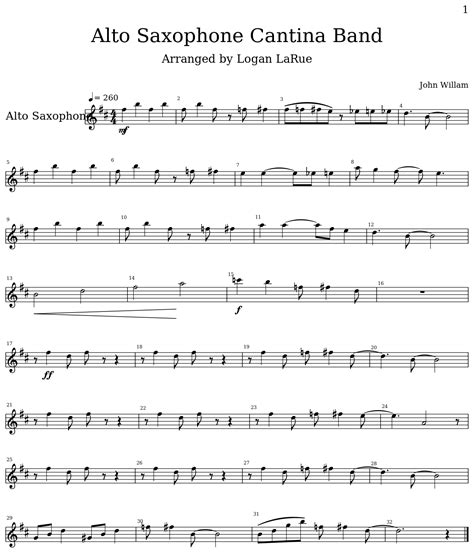 Williams Cantina Band (from Star Wars: A New Hope) Sheet Music For Alto Saxophone Solo ...