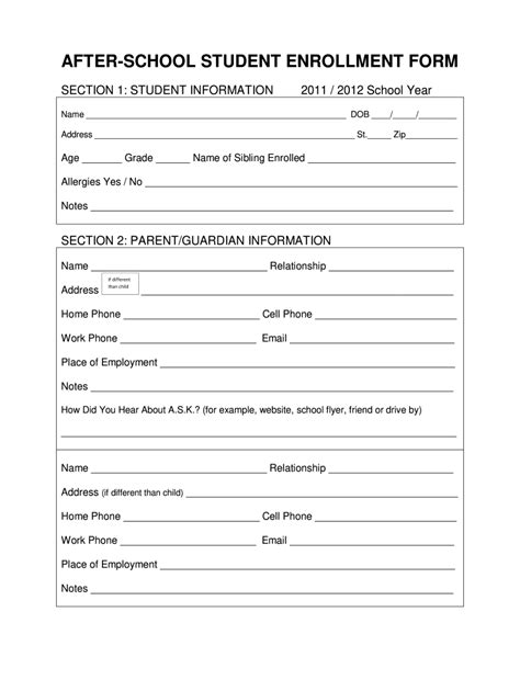 School Enrollment Form - Fill and Sign Printable Template Online | US ...