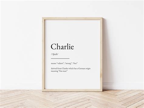 Charlie Name Meaning Print, Name Print, Wall Art, Minimalist Print ...