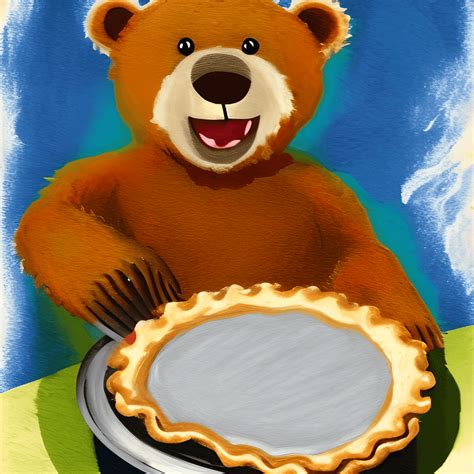 Impressionist Painting Style Cute Bear Eating a · Creative Fabrica