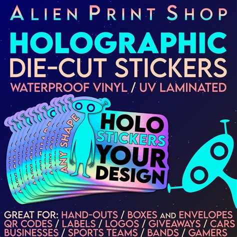 Holographic Die-cut Stickers of YOUR DESIGN Any Size / Any Shape / Any Quantity Durable ...