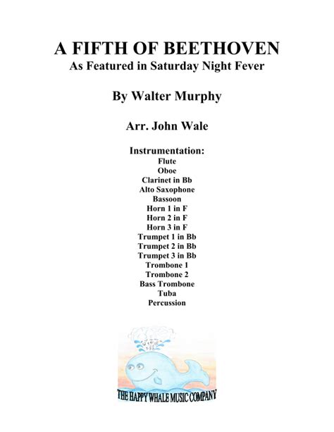 A Fifth Of Beethoven (arr. John Wale) Sheet Music | Walter Murphy ...