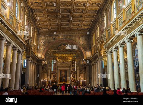 Rome, Italy - January 1, 2017: Interior of the Basilica di Santa Maria ...