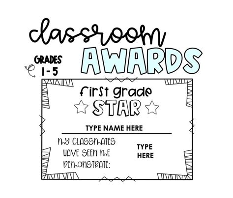 Editable Classroom Awards for Grades 1-5; - FREE! | Classroom awards ...