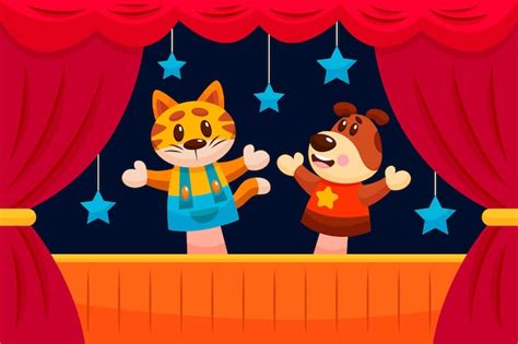 Free Vector | Cartoon puppet show background