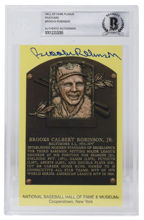 Brooks Robinson Signed Hall of Fame Plaque Postcard (BGS) | Pristine ...