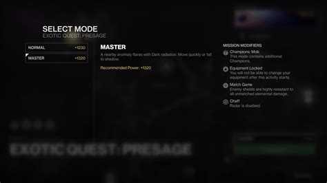 Destiny 2 -- The Presage master mode and Dead Man's Tale catalyst guide