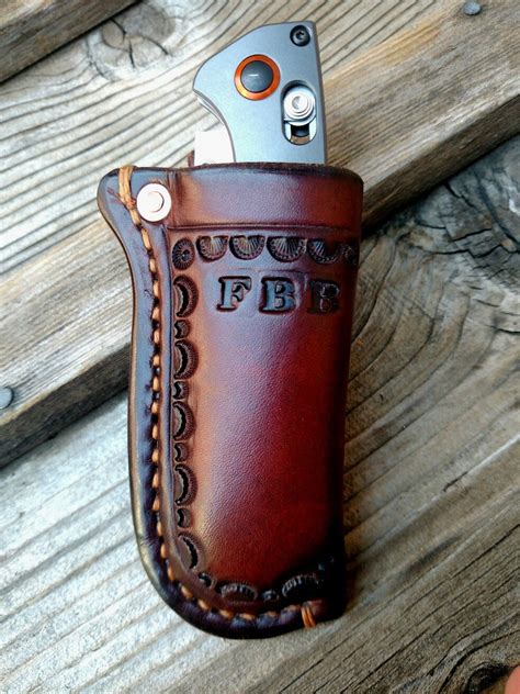 Custom Leather sheath for Benchmade Mini Crooked River folding knife ...