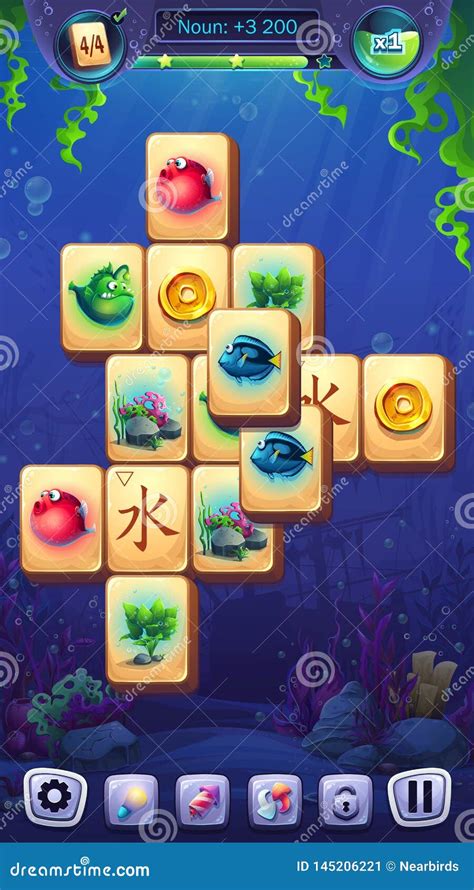 Mahjong Fish World - Vector Illustration Mobile Format Playing Field ...