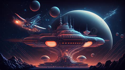 Spaceship Planet Universe Sci Fi Illustration Background, Spaceship, Planet, Universe Background ...