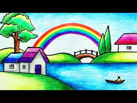 Rainbow Easy Simple Scenery Drawing - How to draw easy and simple ...