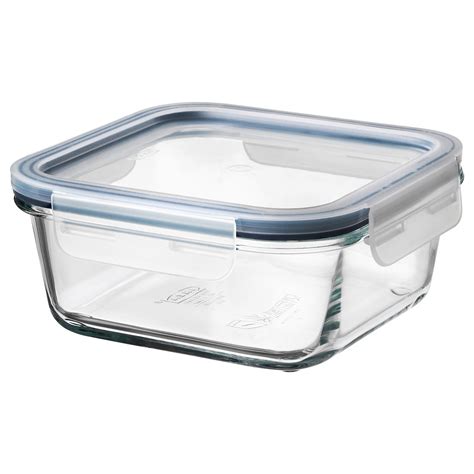 IKEA 365+ food container with lid, square glass/plastic, 20 oz - IKEA