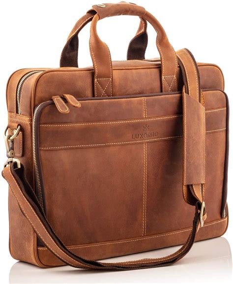 Laptop Bag Messenger Bag for Men – Top Grain, First-Grade Genuine Leather - Bags