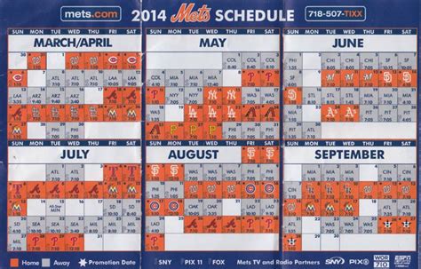 Mets Printable Schedule