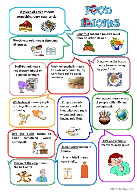 FOOD IDIOMS: English ESL worksheets pdf & doc