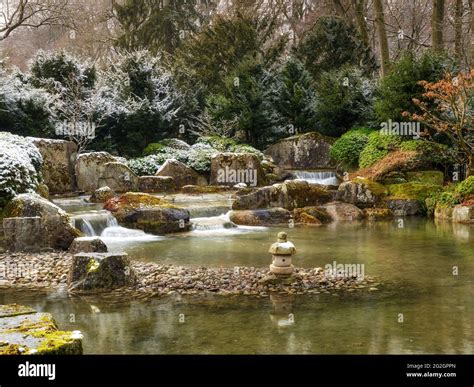 Winter in the Japanese Garden, Augsburg Botanical Garden Stock Photo - Alamy