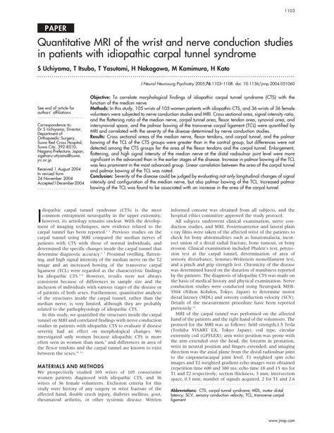 (PDF) Quantitative MRI of the wrist and nerve conduction studies in patients with idiopathic ...