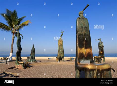 Sculptures on the Malecon, Puerto Vallarta, Jalisco State, Mexico Stock ...