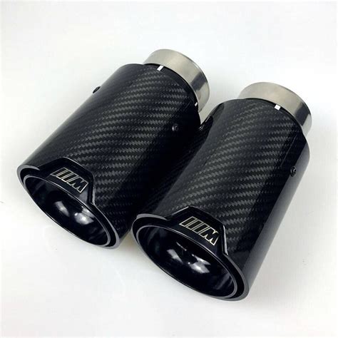 2PCS Glossy Black Carbon Fiber Exhaust Tip | Grelly UK