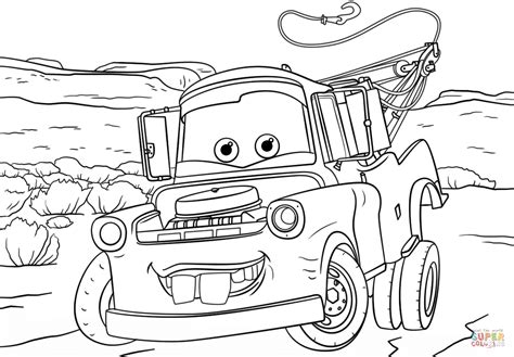 Cars Tow Mater Coloring Sheet - clowncoloringpages